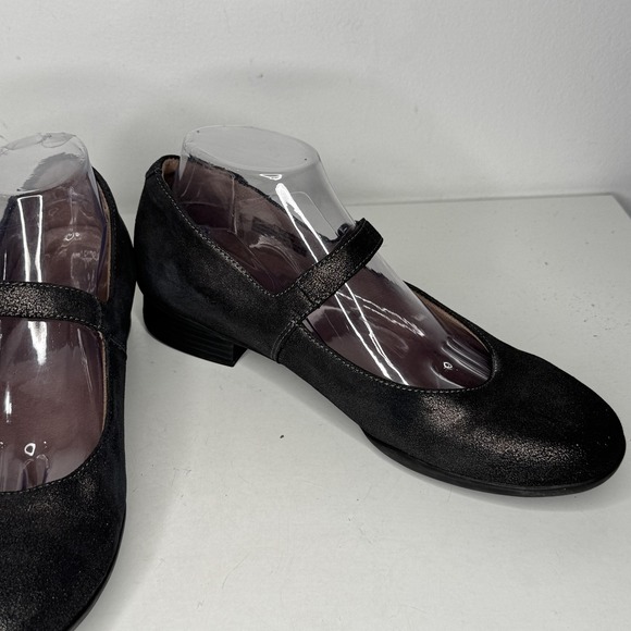 Dansko Shoes Womens Size 40 Black Metallic Leather Mary Jane Low Heel Comfort - Picture 5 of 8